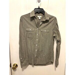 Lands End Canvas 1963 Blue Denim Look Long Sleeve Shirt Womens SZ Small